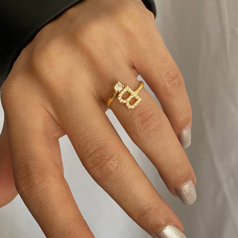 Kardelen Letter Diamond Ring - 925 SILBER Preisnachlass