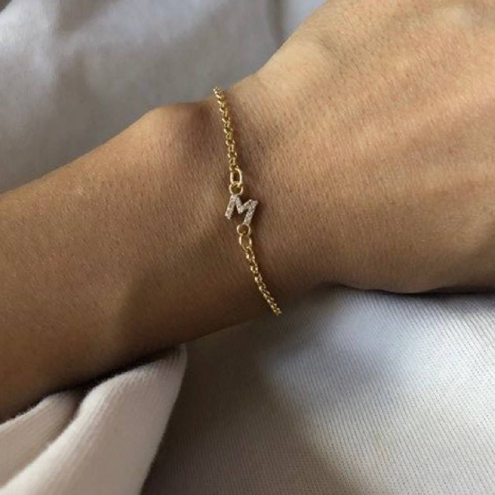 Kardelen Zirkonia Letter Armkette - 925 SILBER Black Friday