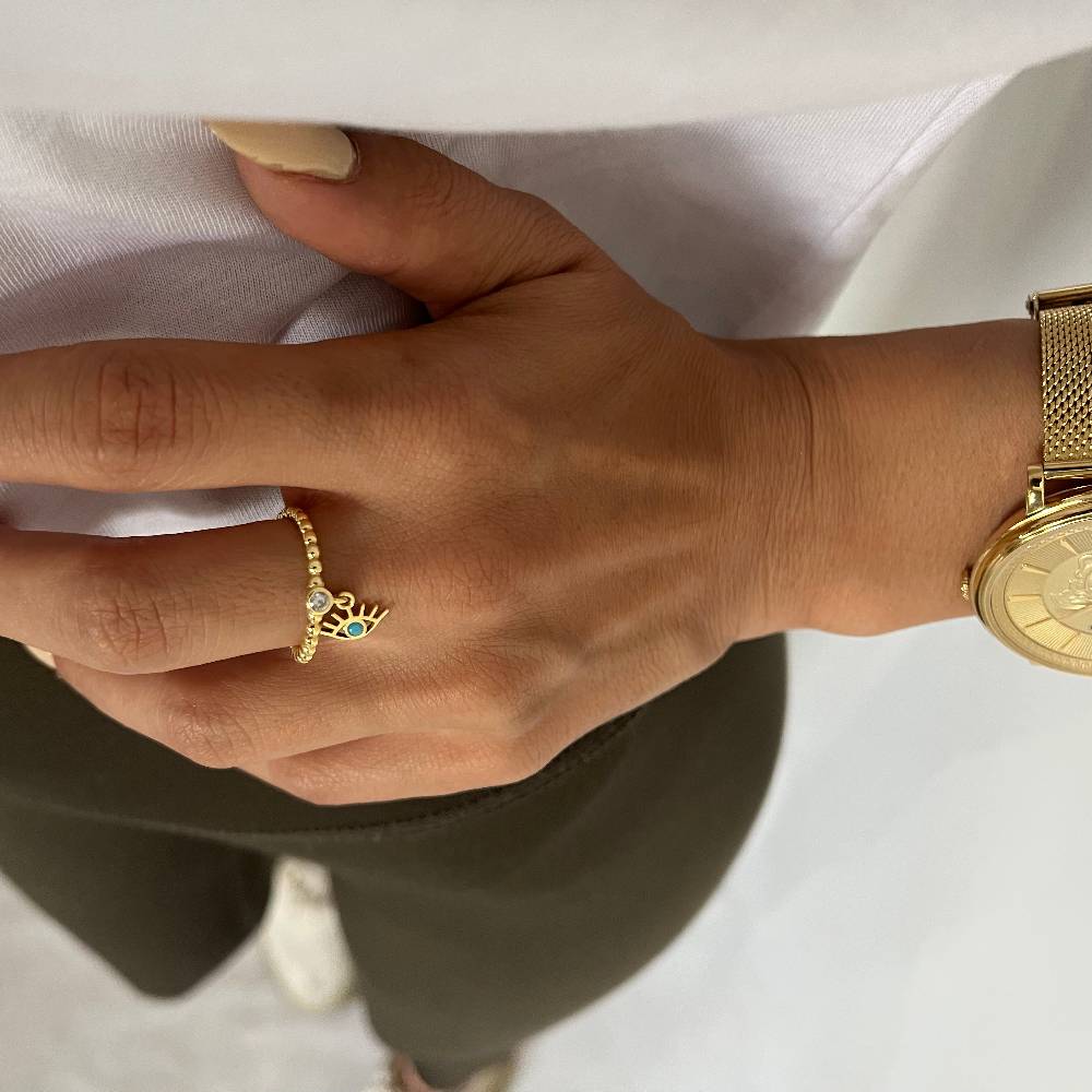 Kardelen Stone Ring mit Auge - 925 SILBER 50% Rabatt für begrenzte Zeit
