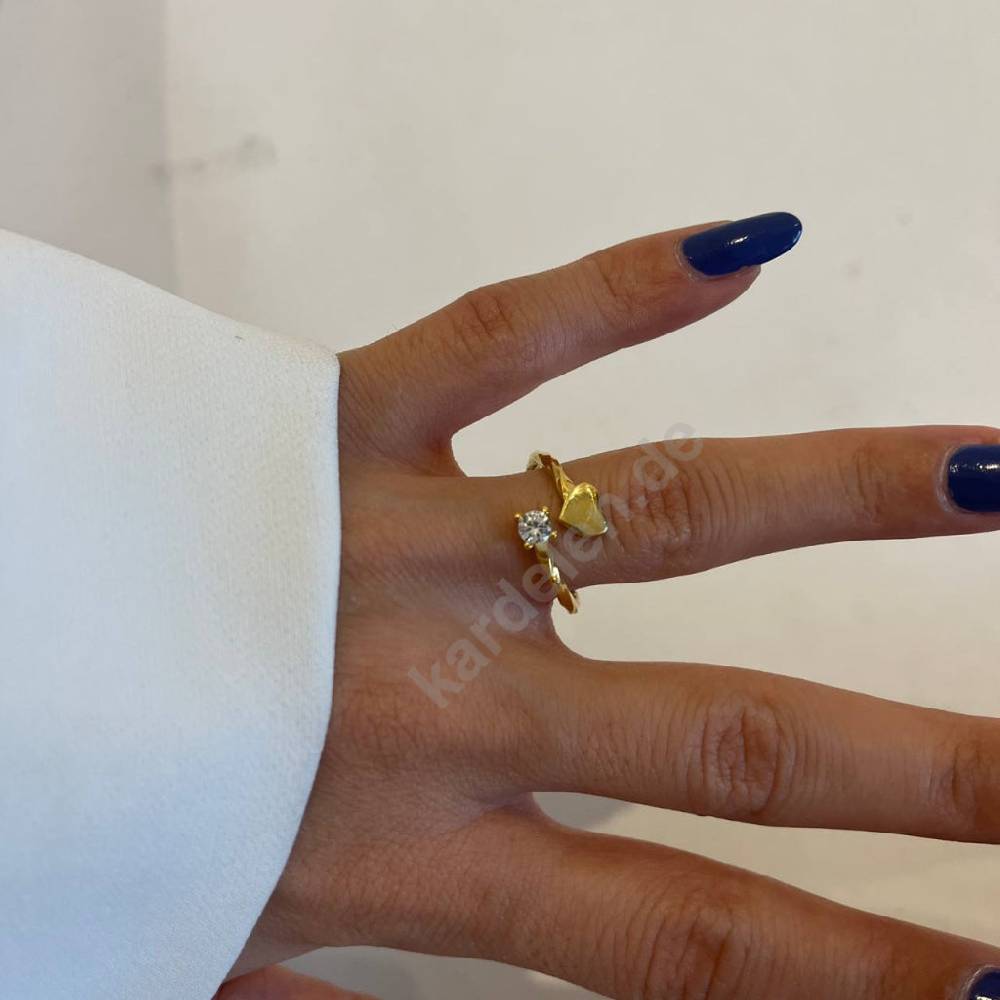 Kardelen Heart Diamond Ring - 925 SILBER Rabatt