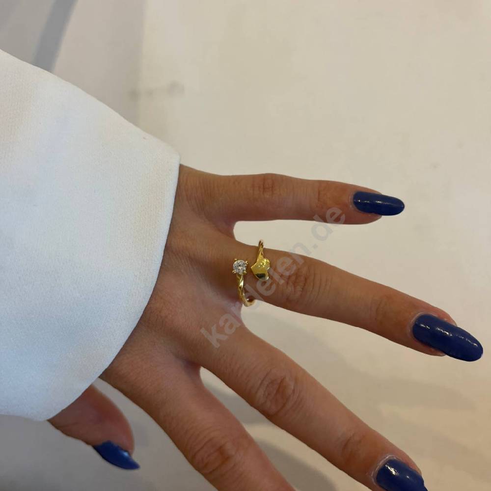 Kardelen Heart Diamond Ring - 925 SILBER Rabatt