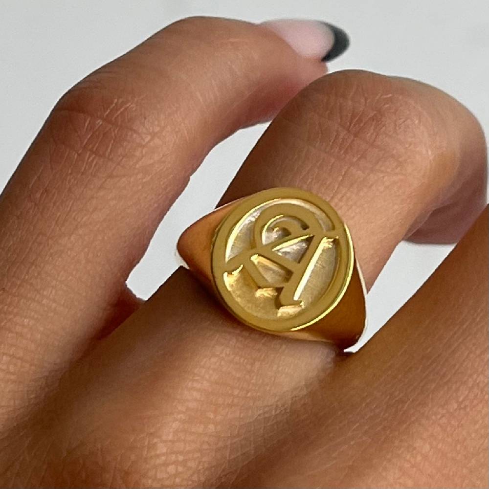 Kardelen Buchstaben Ritter Ring - 925 SILBER Räumungsverkauf