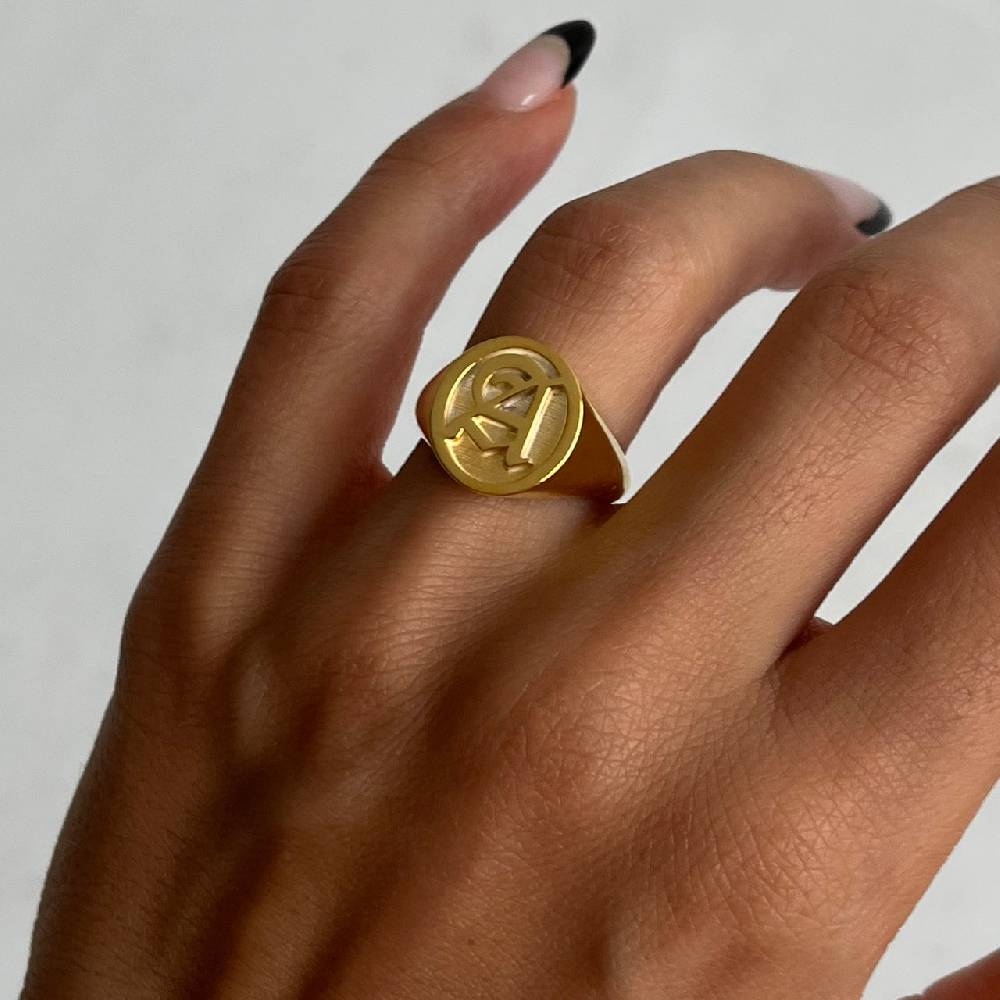 Kardelen Buchstaben Ritter Ring - 925 SILBER Räumungsverkauf