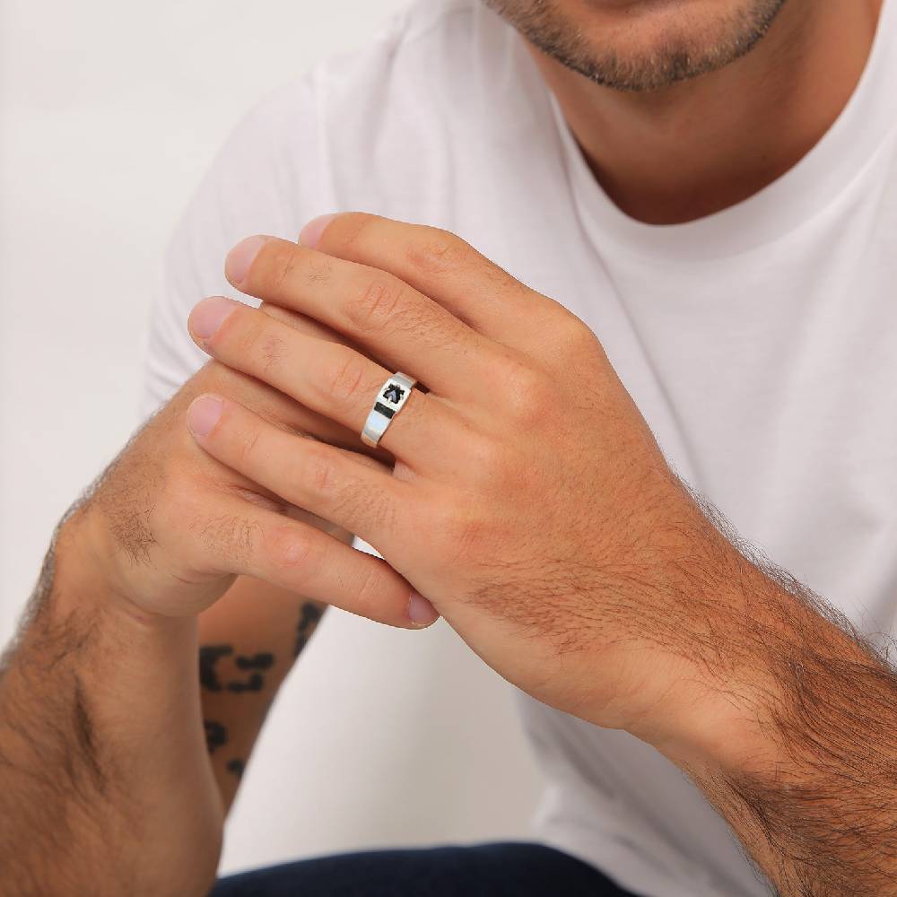 Kuzzoi Bandring Pyramide | Onyx (Schwarz) Fabrik Onlineshop
