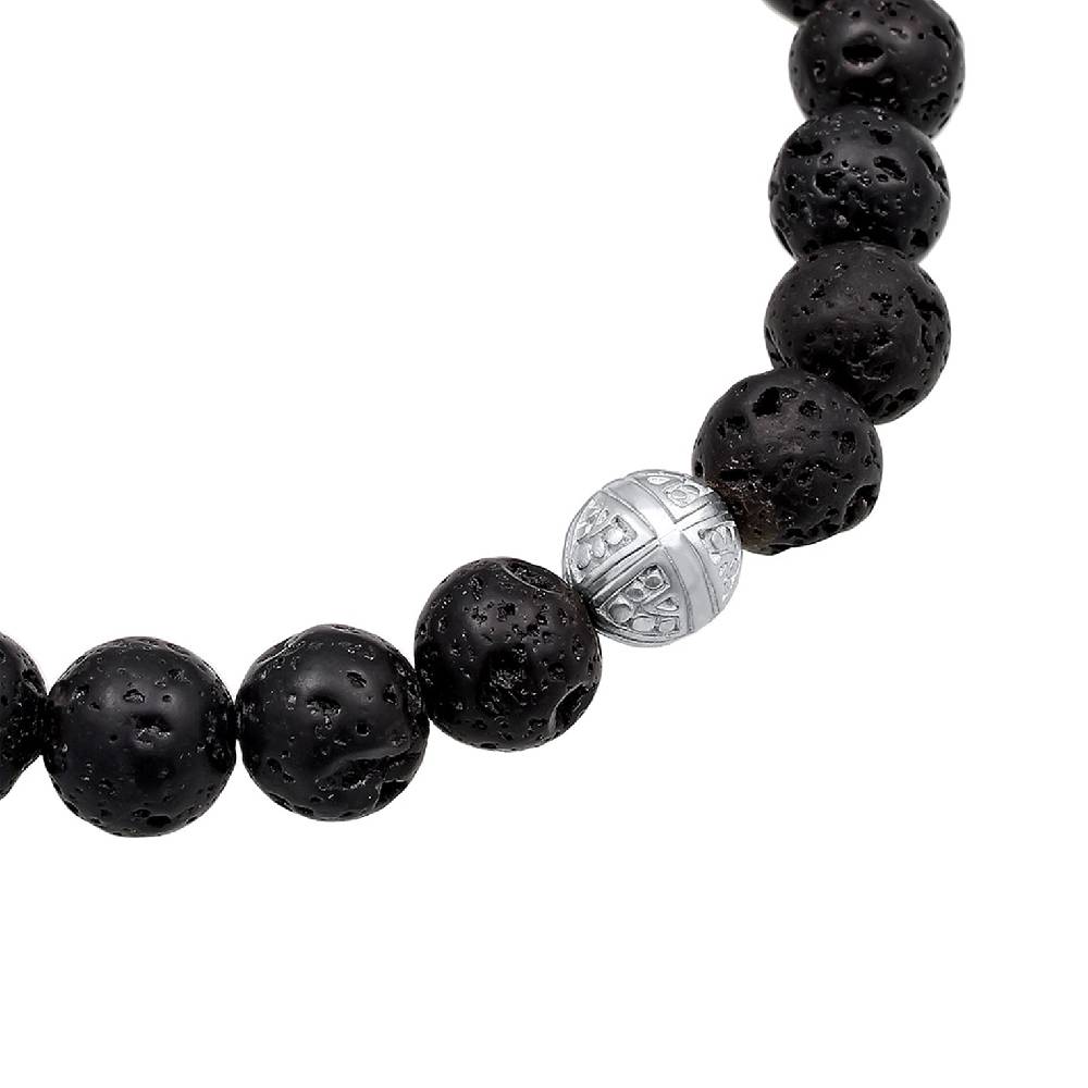 Kuzzoi Armband Kreuz | Lava Steine (Schwarz) Begrenzte Freigabe