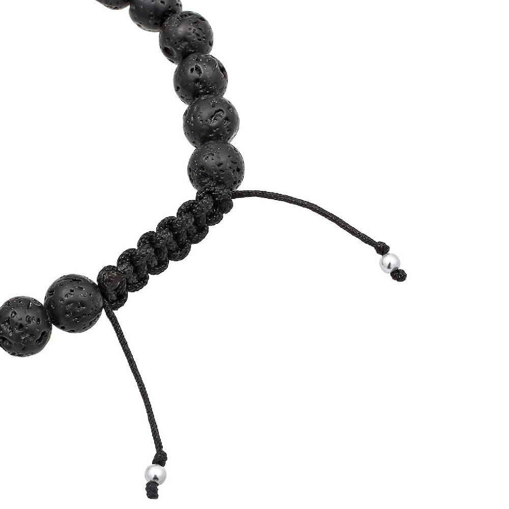 Kuzzoi Armband Kreuz | Lava Steine (Schwarz) Begrenzte Freigabe