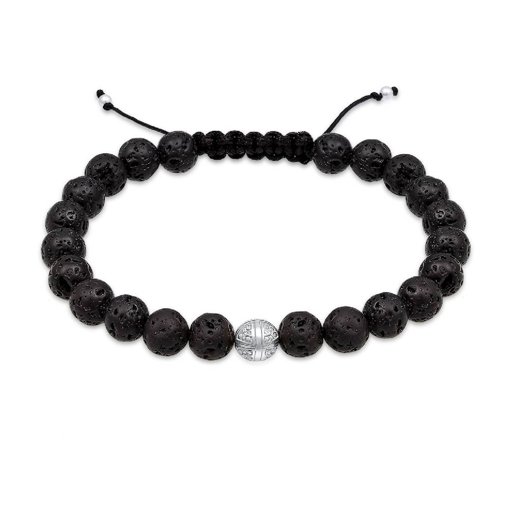 Kuzzoi Armband Kreuz | Lava Steine (Schwarz) Begrenzte Freigabe