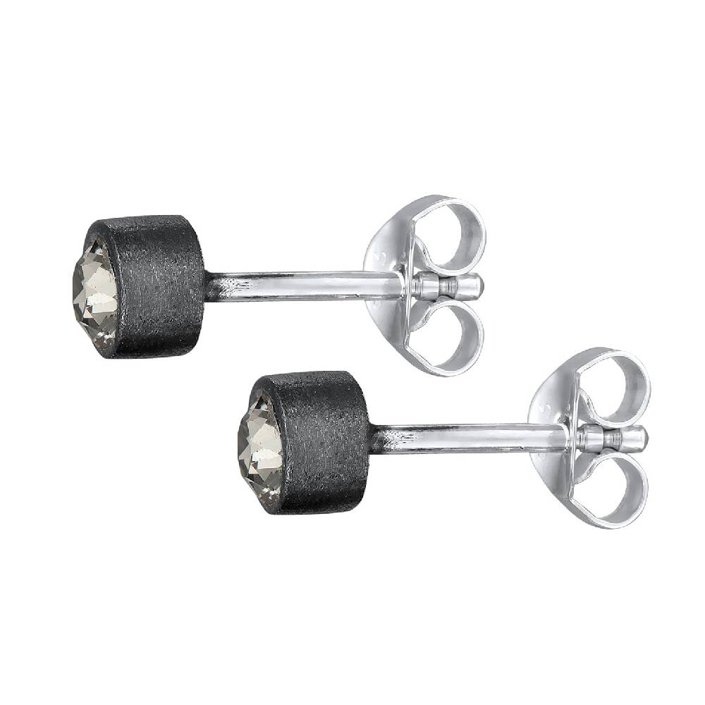 Kuzzoi Ohrstecker Rund | Kristall (Grau) Sonderangebot der Fabrik