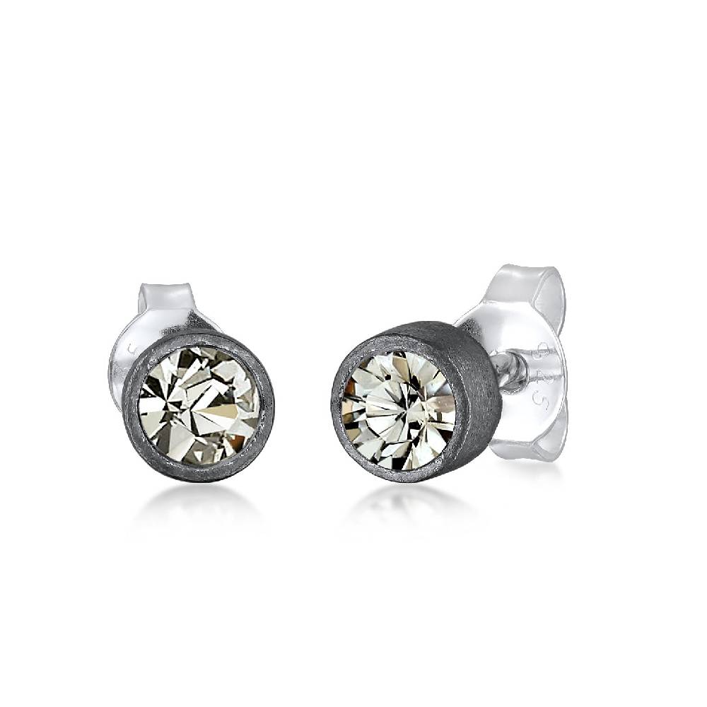 Kuzzoi Ohrstecker Rund | Kristall (Grau) Sonderangebot der Fabrik