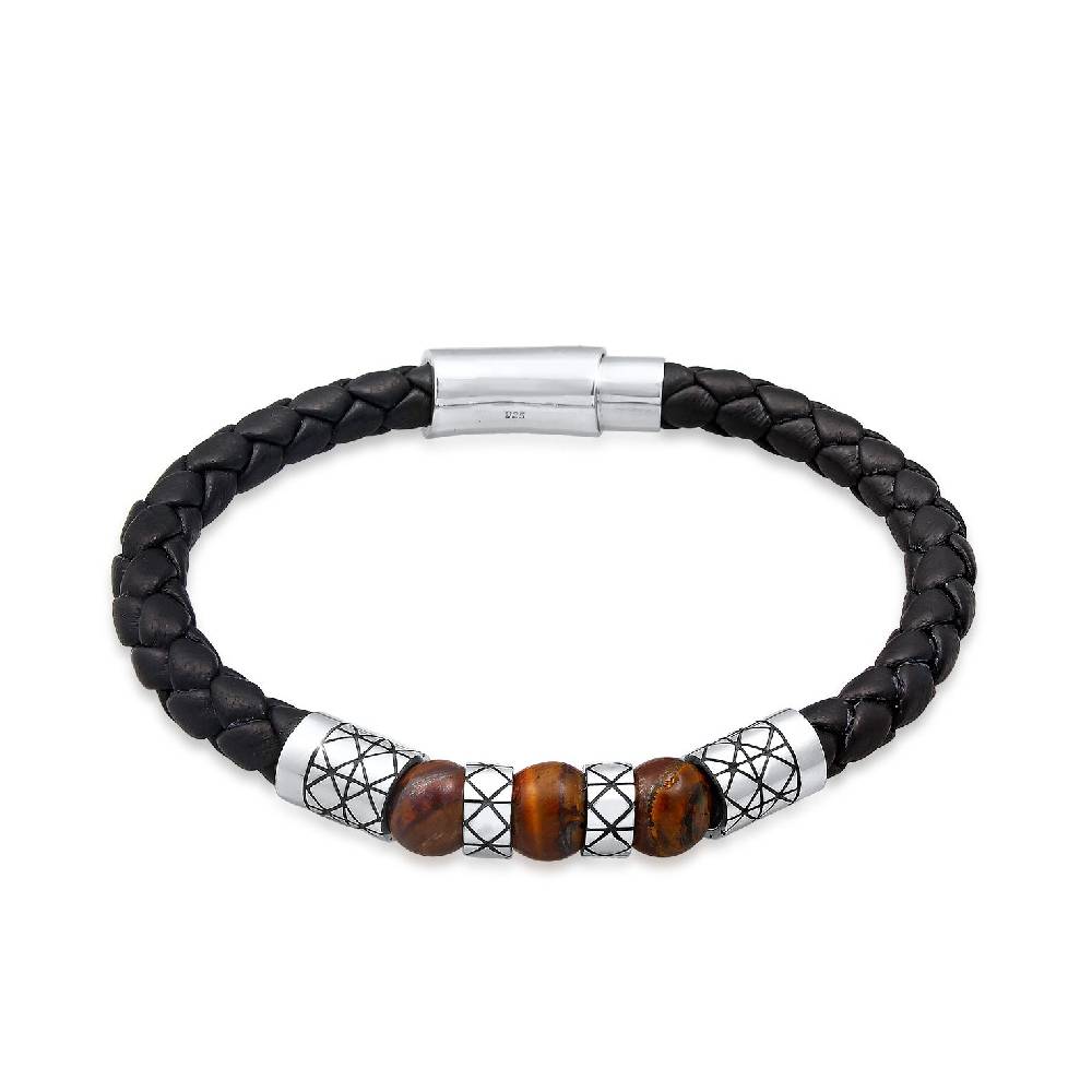 Kuzzoi Armband Kugel | Leder, Tigerauge (Braun) Outlet
