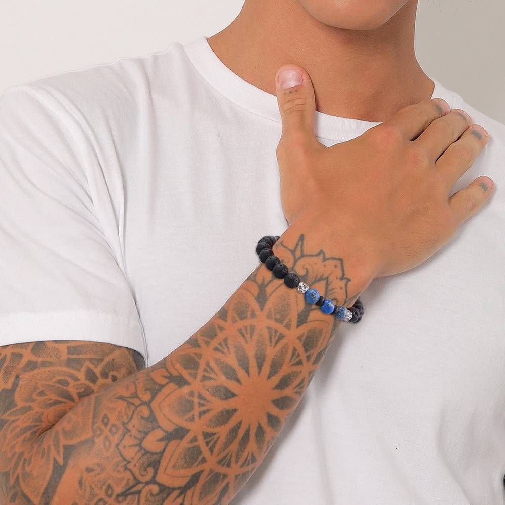 Kuzzoi Armband Kugeln | Lava, Achat (Schwarz, Blau) Angebote