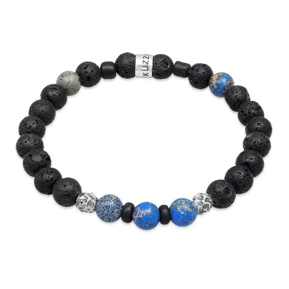 Kuzzoi Armband Kugeln | Lava, Achat (Schwarz, Blau) Angebote