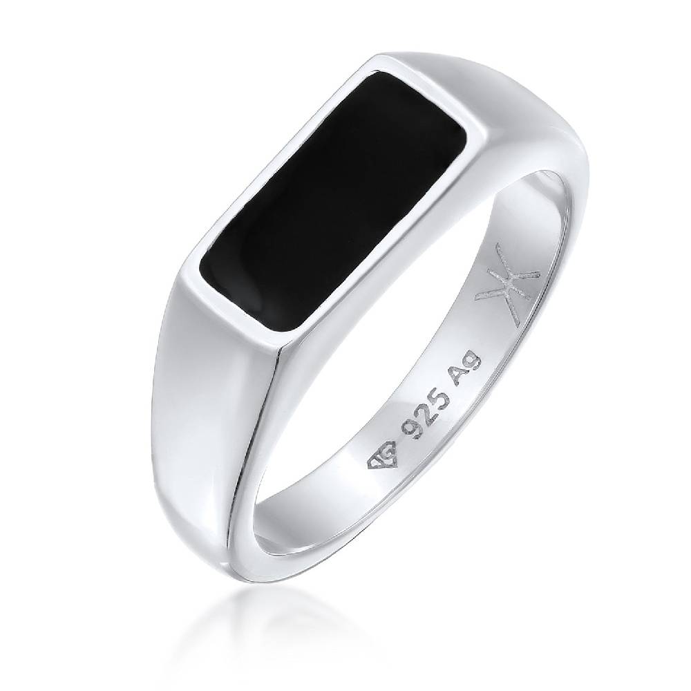 Kuzzoi Siegelring Rechteck | Emaille (Schwarz) Blitzangebot