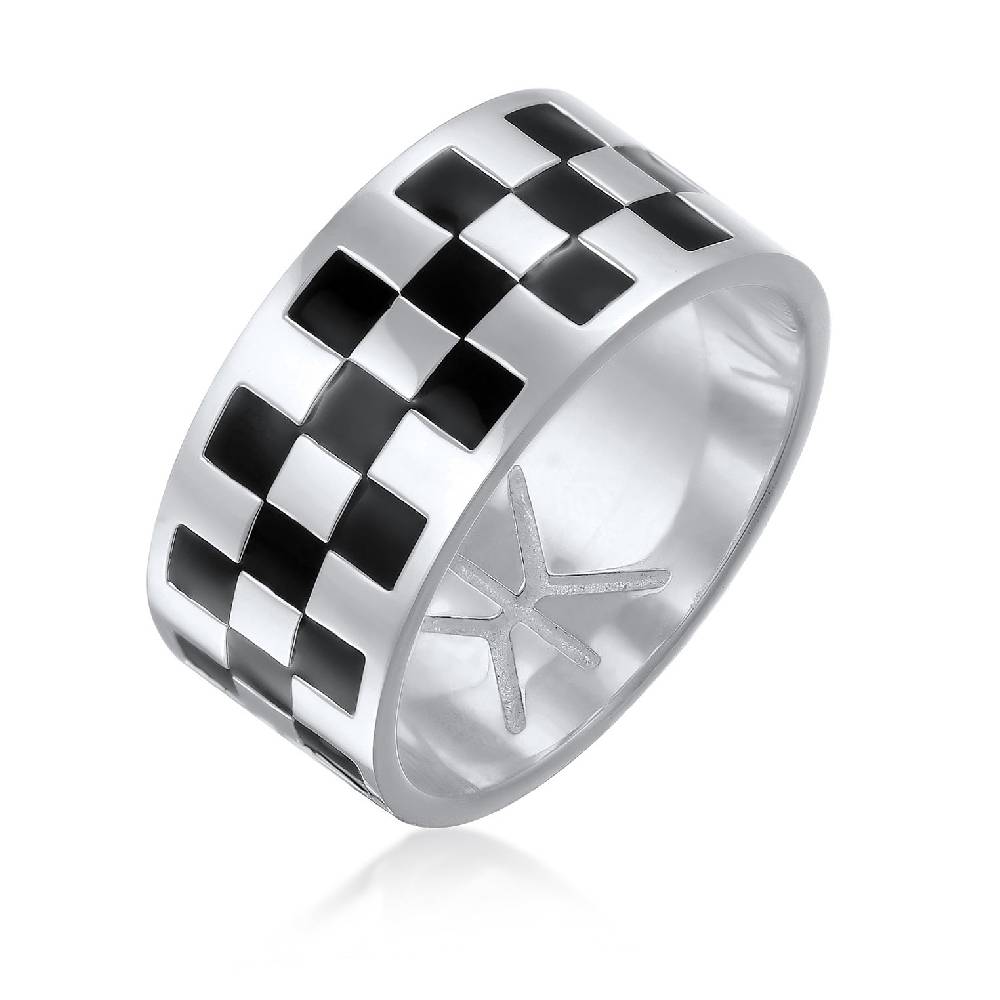 Kuzzoi Bandring Schachbrett | Emaille (Schwarz) Cyber Monday