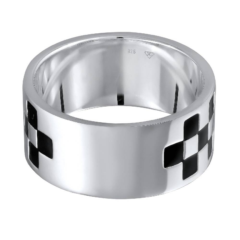 Kuzzoi Bandring Schachbrett | Emaille (Schwarz) Cyber Monday