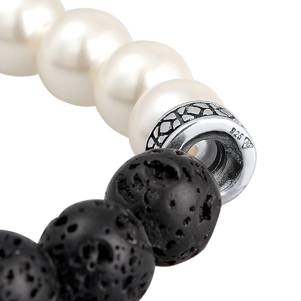 Kuzzoi Armband Schwarz-Weiß | Lava Perlen Blitzangebot
