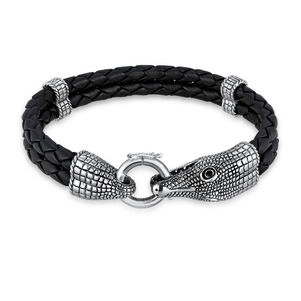 Kuzzoi Armband Krokodil | Leder, Zirkonia (Schwarz) Saisonale Angebote