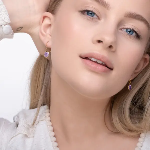 Leaf Jewelry Ohrringe Amethyst, 14 K Gelbgold Riesige Rabatte