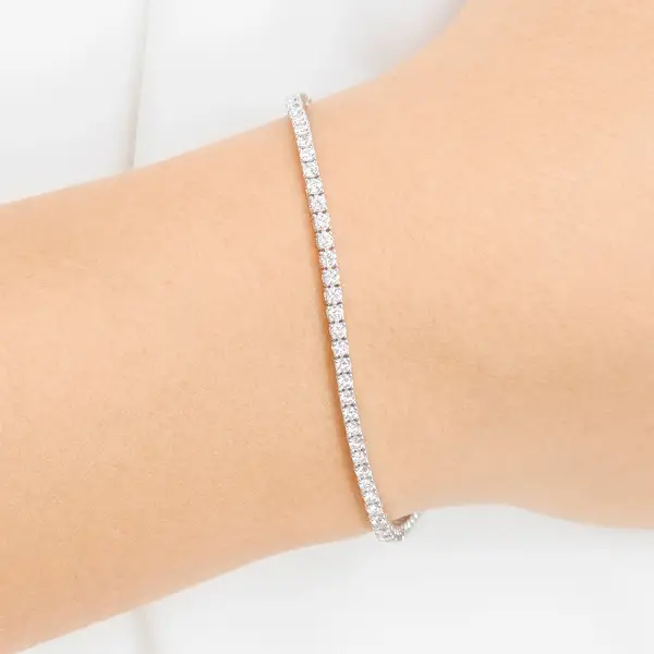 Leaf Jewelry Tennisarmband mit Diamanten, Weißgold, 3.42ct, 17.0cm Clearance-Verkauf