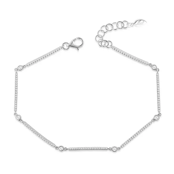 Leaf Jewelry Armband Bar, 18K Weissgold, Diamanten Kostenloser Versand international