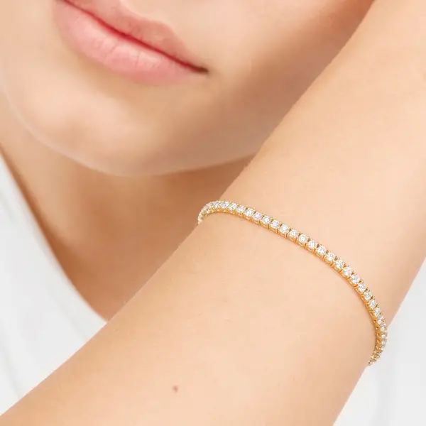 Leaf Jewelry Tennisarmband mit Diamanten, Gelbgold, 3.42ct, 17.0cm Begrenzt auf 3 Tage