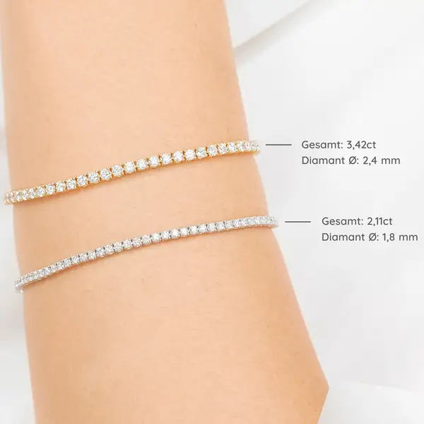Leaf Jewelry Tennisarmband mit Diamanten, Gelbgold, 3.42ct, 17.0cm Begrenzt auf 3 Tage