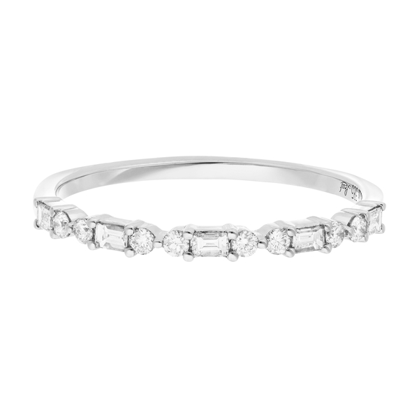 Leaf Jewelry Ring mit Baguette Diamanten, 14K Weißgold Im Verkauf
