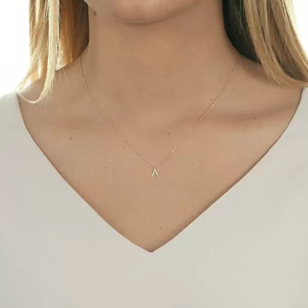 Leaf Jewelry Buchstabenketten, 14 K Rosegold mit Diamanten Rabatte dieses Monats