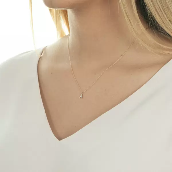 Leaf Jewelry Buchstabenketten, 14 K Rosegold mit Diamanten Rabatte dieses Monats