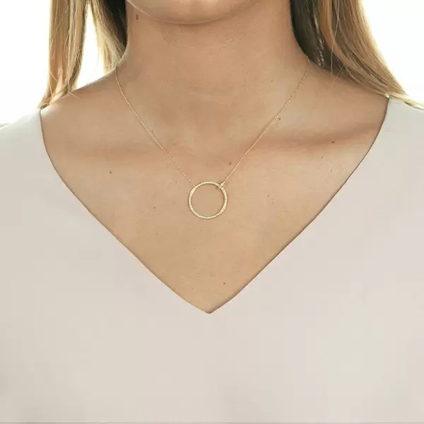 Leaf Jewelry Halskette Circle Groß mit Diamanten, 18 K Gelbgold Outlet