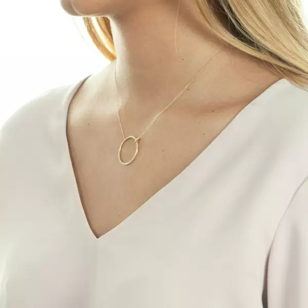 Leaf Jewelry Halskette Circle Groß mit Diamanten, 18 K Gelbgold Outlet