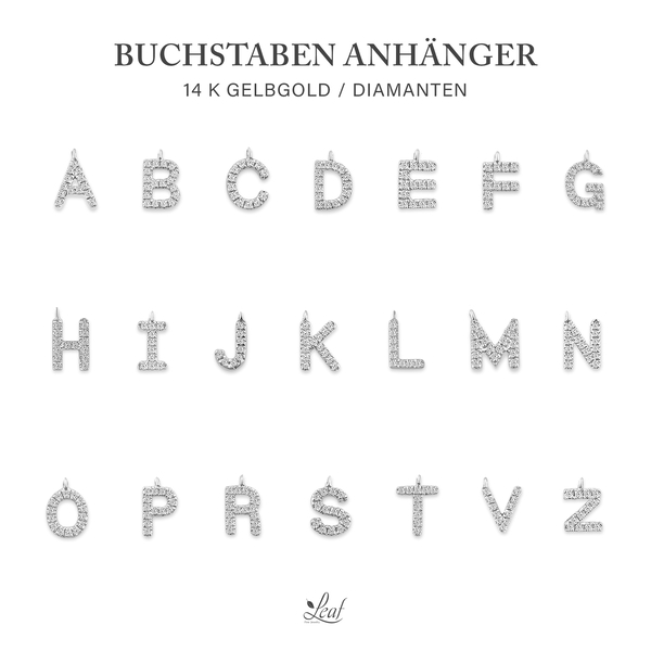 Leaf Jewelry Glücksarmband mit Letter Charm, 14 K Weißgold mit Diamanten Günstiger Verkauf