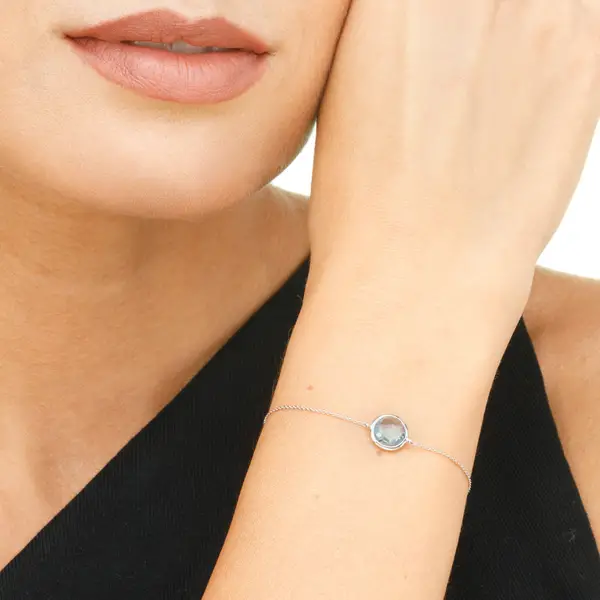 Leaf Jewelry Armkette Blue Topaz, 14 K Weissgold Blitzverkäufe