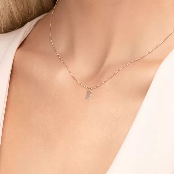 Leaf Jewelry Halskette Tiny Dog Tag, 14 K Rosegold Limitierter Zeitrabatt