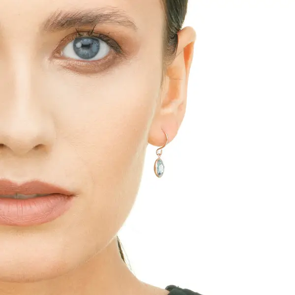 Leaf Jewelry Ohrringe Blauer Topas, 14 K Rosegold Fabrik Onlineshop
