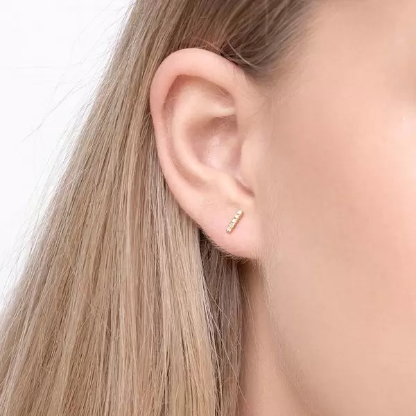 Leaf Jewelry Ohrstecker Bar mit Diamanten, 18 K Gelbgold Sonderangebot