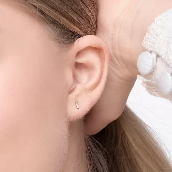 Leaf Jewelry Ohrstecker Bar mit Diamanten, 18 K Gelbgold Sonderangebot