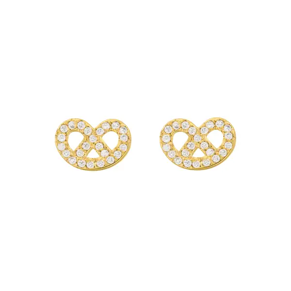 Leaf Jewelry Ohrstecker Brezn mit Zirkonia, 18 K Gelbgold vergoldet Versandkostenfrei