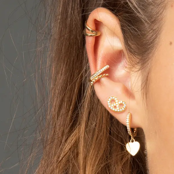 Leaf Jewelry Ohrstecker Brezn mit Zirkonia, 18 K Gelbgold vergoldet Versandkostenfrei
