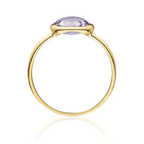 Leaf Jewelry Ring Amethyst, 14 K Gelbgold Flash Sale
