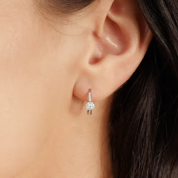 Leaf Jewelry Creolen Pave II, 14K Weißgold Preisnachlass