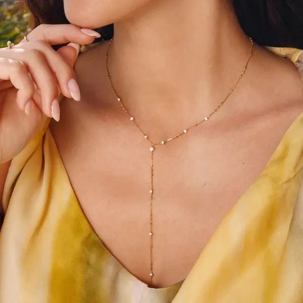 Leaf Jewelry Y-Halskette Flying Pearls, 18 K Gelbgold vergoldet Muttertagsangebot