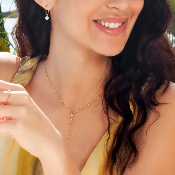 Leaf Jewelry Y-Halskette Flying Pearls, 18 K Gelbgold vergoldet Muttertagsangebot