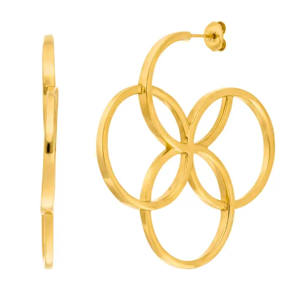 Leaf Jewelry Creolen Clover Charm, groß, 18 K Gelbgold vergoldet Valentinstagsangebot