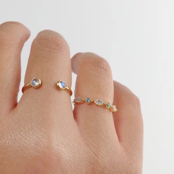 Leaf Jewelry Silber Ring, Oval Gems, Rosenquarz, Gelbgold Heißer Verkauf