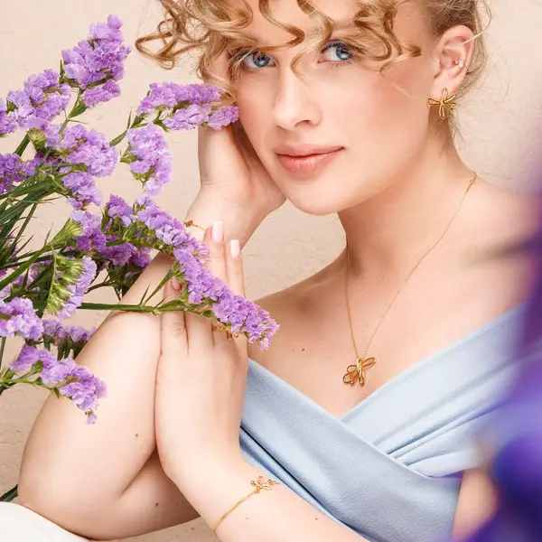 Leaf Jewelry Halskette Blossom, 18 K Gelbgold vergoldet Blitzangebot