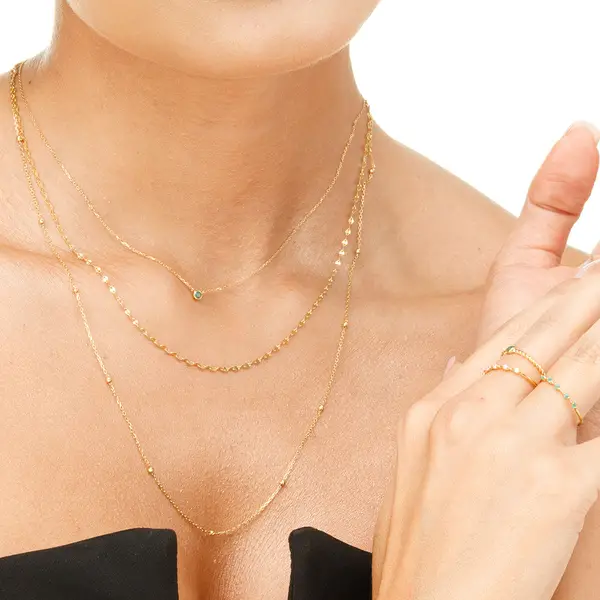 Leaf Jewelry Halskette Smaragd, 14K Weißgold Räumungsverkauf