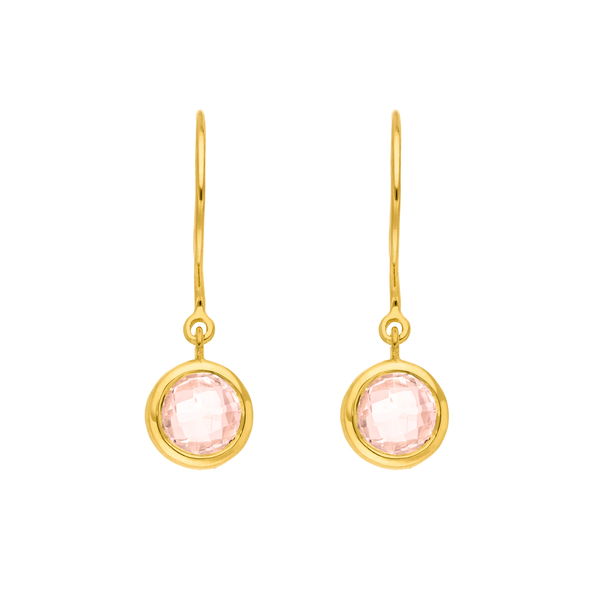 Leaf Jewelry Ohrhänger Solitär, Rosenquarz, 18 K Gelbgold vergoldet Tägliche Deals