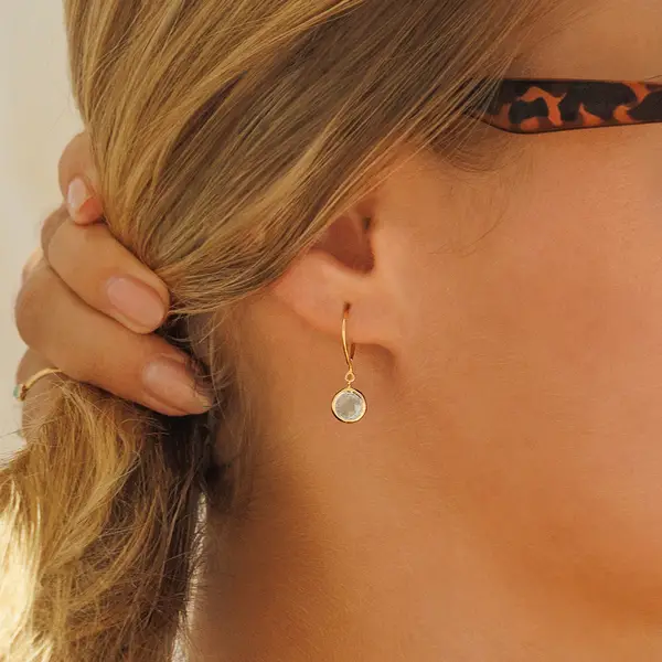 Leaf Jewelry Ohrhänger Solitär, Rosenquarz, 18 K Gelbgold vergoldet Tägliche Deals