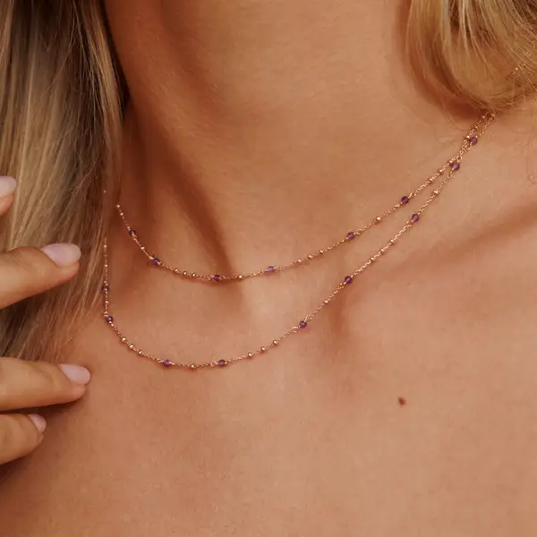 Leaf Jewelry Halskette Flying Gems, Amethyst, 90cm, 925 Sterlingsilber Sonderangebote
